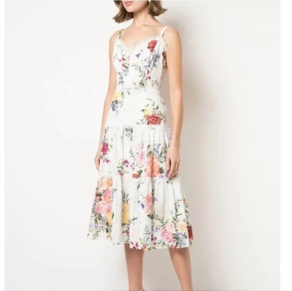 Marchessa Notte Floral Midi Dress White with pink floral sz 12 - Picture 4 of 5